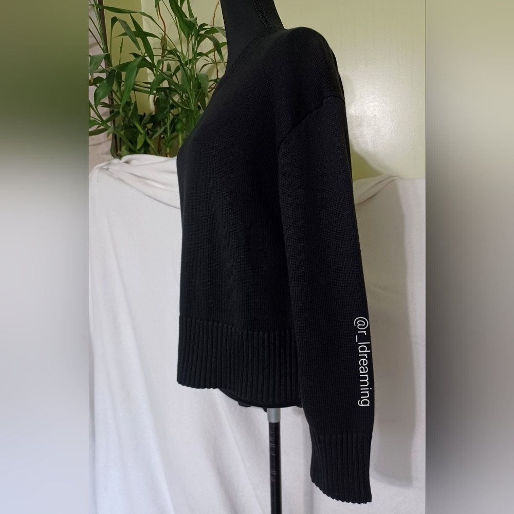 NWT Everlane The Boxy Sweater in Everyday Cotton Size XS In Black - Picture 3 of 11